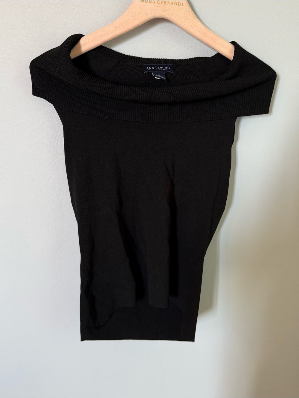Ann Taylor Black Off-Shoulder Knit Top